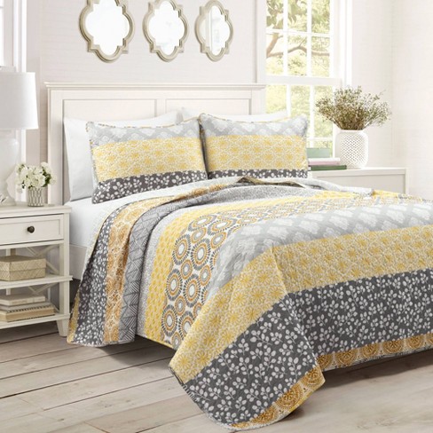 Grey and deals yellow coverlet