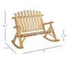 Outdoor Wooden Rocking Chair, Double-Person Adirondack Rocking Patio Chair with Rustic High Back, Slatted Seat and Backrest for Indoor, Garden - 3 of 4