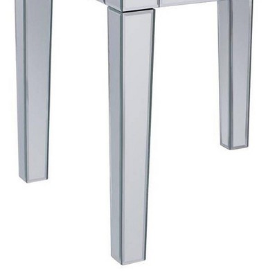 Elysian 20" Square Mirrored Wood End Table with Faux Diamond Accents