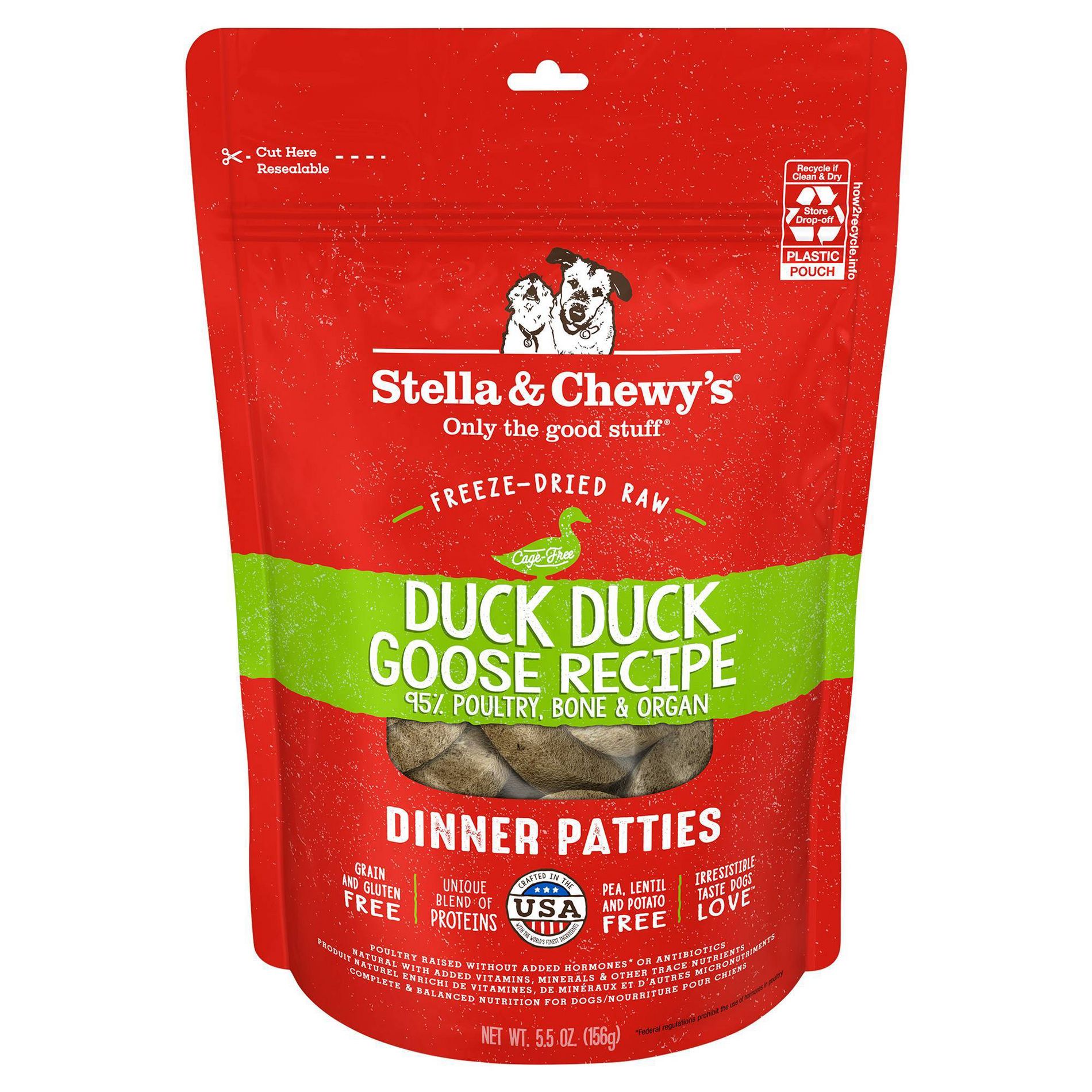 Stella & Chewy's Duck Duck Goose Duck Flavor Freeze-Dried Patties Dry Dog Food - 5.5oz