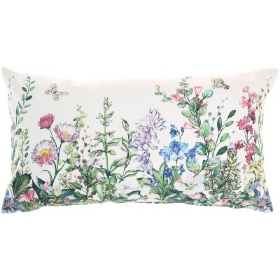 14"x24" Oversized Reversible Indoor/Outdoor Garden and Butterflies Lumbar Throw Pillow - Mina Victory