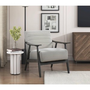 CAVINAS Velvet Accent Chair with Mid-Height Backrest and Wood Legs,Modern Upholstered Living Room Chairs,Reading Chairs for Living Room - 1 of 4