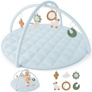 Baby Play Gym & Tummy Time Mat - Soft Cotton Mat with 6 Toys for Boys/Girls - Stylish Activity Playmat for Infant Development & Playroom Decor - 1 of 4