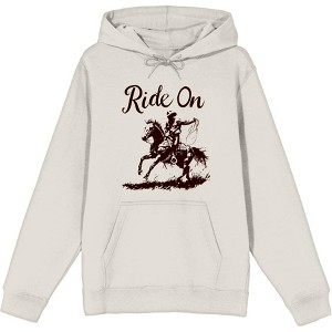 Cowboy "Ride On" Adult Long Sleeve Hoodie - 1 of 2