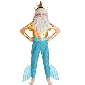 HalloweenCostumes.com Child's Disney The Little Mermaid King Triton Costume,  Poseidon Sea God Cosplay Dress-Up | Officially Licensed - 1 of 4