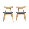 Set of 2 Retro Wood Dining Chairs with Ergonomic Back and Plush Cushions, Armless Accent Chairs for Dining Room or Living Room-Panipeachy - 2 of 4