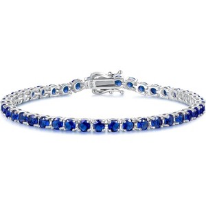 Sterling Silver Birthstone Tennis Bracelet, 4mm Wide 7.2 Inch Fine Jewelry for Wedding, Prom, Birthday Gift for Women - 1 of 4