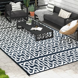 Gulches Outsunny Reversible Outdoor Rug, 9' x 18' Waterproof Plastic Straw Floor Mat with Carry Bag - 1 of 4