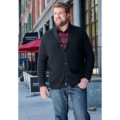 KingSize Shaker Knit Shawl-Collar Cardigan Sweater