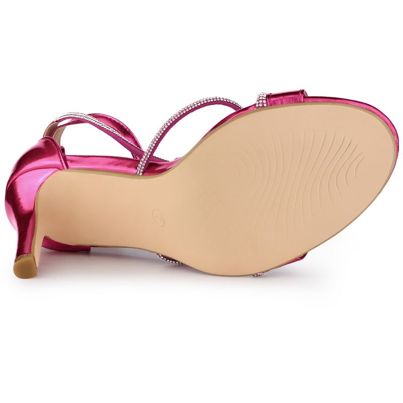 Allegra K Women's Open Toe Rhinestone Knot Strap Stiletto Heels Sandals, 5 of 7