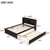 Trundle Bed with Built-in Bookcase Headboard,Wooden Platform Bed with Storage Shelves for Kids Teens,Guest Room-Baofuwish - 4 of 4