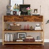 Light Luxury Console Table with Drawers, Entryway Table with 2 Shelves, Rustic Brown Sofa Table with Gold U-Shaped Frame and Adjustable Feet - 2 of 4