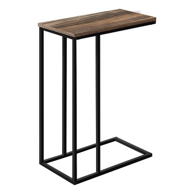 Monarch Specialties Accent Table, C-shaped, End, Side, Snack, Living Room, Bedroom, Brown Laminate, Black Metal, Contemporary, Modern