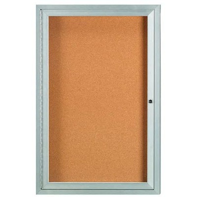 Aarco Products 24"x18" 1-Door Indoor Enclosed Bulletin Board with Aluminum Frame with Lock