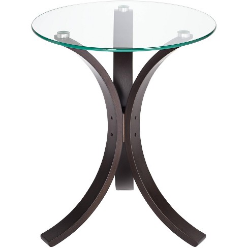 Studio 55d Niles 17 3 4 Wide Bent Wood, Small Round Glass Top Accent Table