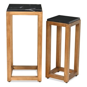 Cheung's Virael Set of 2 Black Marble Topped Wood Tables - 1 of 4