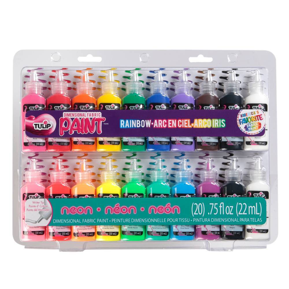 Photos - Creativity Set / Science Kit Tulip 20ct .75 fl oz Dimensional Fabric Paint - Rainbow & Neon