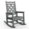 TROPOW Outdoor Rocking Chair, All Weather HDPE Plastic Patio Rocker Chair with Wide Armrests, Classic Fire Pit Chair for Porch, Deck, Lawn, Garde - 3 of 4