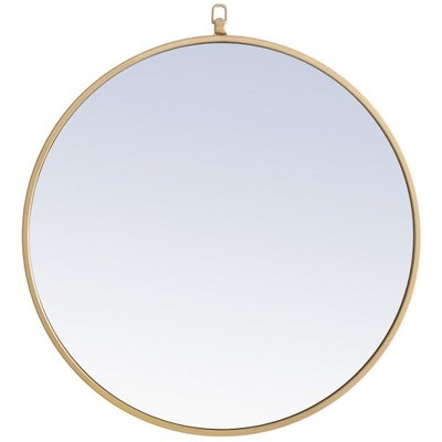 Elegant Lighting Metal frame Round Mirror with decorative hook 24 inch Brass finish