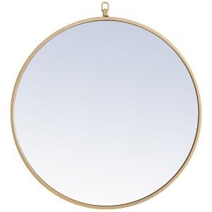 Elegant Lighting Metal frame Round Mirror with decorative hook 24 inch Brass finish - 1 of 4