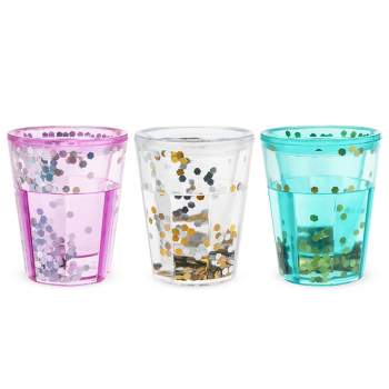 Blush Mermaid Glitter Shot Glasses, Sparkly Party Supplies for Cocktails,  Stackable Shooters, 1.5 Oz, Set of 3, Multicolor