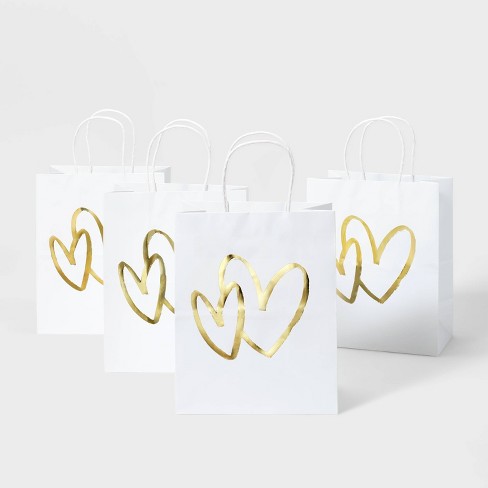 Black Kraft Paper Bags with Handles Gold Star Heart Gift Bags Party  Shopping Bags for Birthday