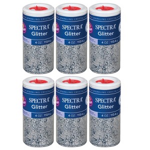 Spectra® Glitter, Silver, 4 oz. Per Jar, 6 Jars - 1 of 2