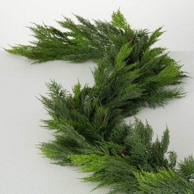 72"L Sullivans Artificial Lush Green Cedar Christmas Garland, Indoor Christmas Decor