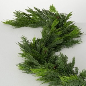 72"L Sullivans Artificial Lush Green Cedar Christmas Garland, Indoor Christmas Decor - 1 of 4