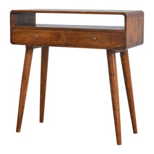 NicBex Narrow Console Table with 2 Drawers,Stylish Minimalist Entryway Table with Round Knobs,Modern Couch Table for Living Room,Chestnut - 1 of 4