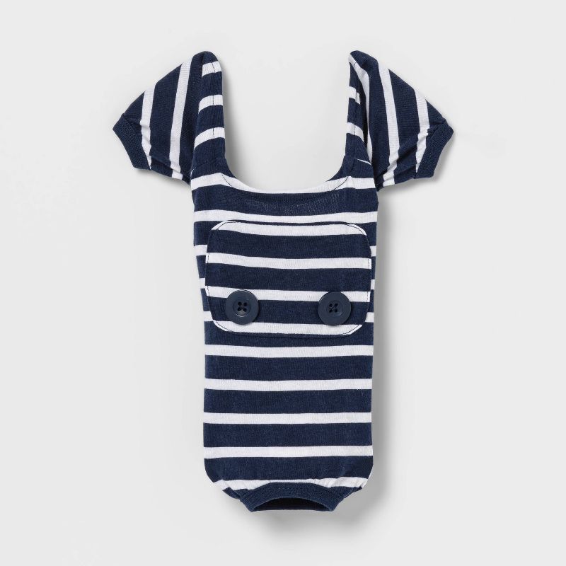 Striped Dog and Cat Matching Family Pajamas - Navy, 2 of 5