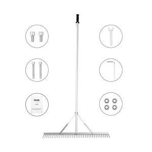 VEVOR Landscape Rake, 36" Head Aluminum Landscape Rake, Lake Weed Rake with 75" Long Handle, for Loosening Soil, Lawn Care, Weeding Lake, Garden - 1 of 4