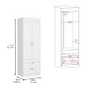 CAVINAS Wardrobe Closet,Armoire Closet with Double Doors,2 Drawers,1 Integrated Hanging Rod,Metal Handles,Wardrobe for Bedrooms,Dressing Room - 3 of 4