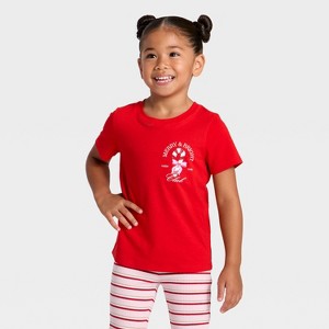 Toddler Girls' Holiday Short Sleeve Graphic T-Shirt - Cat & Jack™ Red - 1 of 4