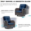 JUJABU 3 Pieces Wicker Patio Swivel Rocker Chair Set  with Blue Cushion and Side Table - 3 of 4