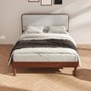 Roundhill Furniture Wyller Rubberwood Platform Bed, Natural Walnut Finish, Queen - 3 of 4