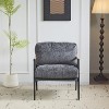 Grey 27.56" modern chair with plush cushions, simple metal frame and wooden armrests - 4 of 4