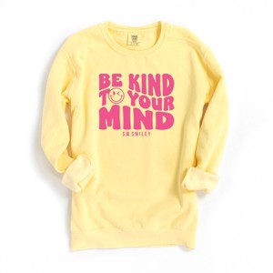 Simply Sage Market S.W.Smiley Be Kind To Your Mind Outline Garment Dyed Sweatshirt - 1 of 4