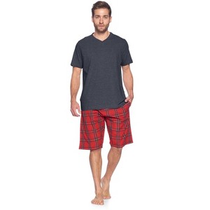 Ashford & Brooks Men's Woven Short Sleeve Jersey Top & Pajama Shorts Set - 1 of 4