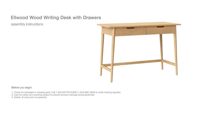 Ellwood Wood Writing Desk with Drawers - Threshold™, 6 of 8, play video