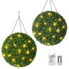 16”/20” Pre-Lit Artificial Topiary Ball - 30 LED 8-Mode Light Plant with Remote (2-Pack) - 2 of 4