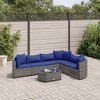 vidaXL Patio Sofa Set with Cushions Lounge Setting Outdoor Furniture Poly Rattan - Gray and Blue 6-Piece - 2 of 4