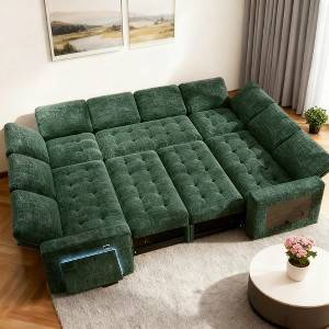 Dyonery 102" 7 Seat Modular Sectional Sleeper Sofa with Pull Out Bed ...