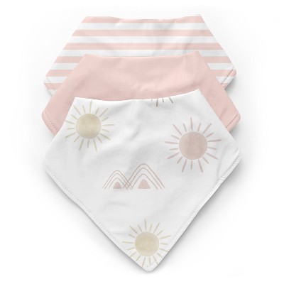 Image of Sweet Jojo Designs Girl Fabric Baby Bibs Desert Sun Multicolor 3pc