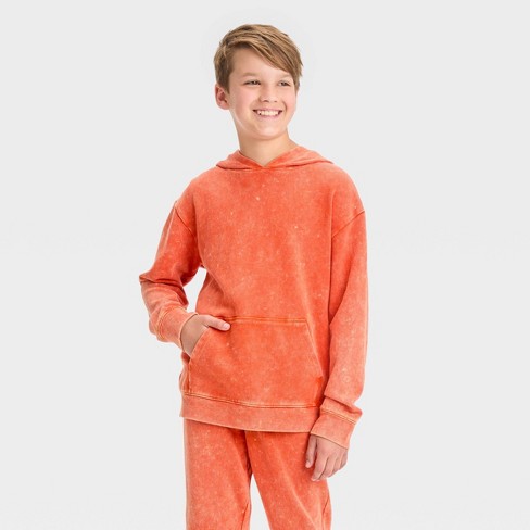 Boys' Light Wash Pullover Sweatshirt - Cat & Jack™ Orange Xl Husky