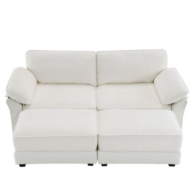 NicBex Modern 81" Sofa Bed Chenille Convertible Sleeper Sofa with 2 Ottomans for Living Room