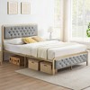 coucheta Golden Full-Size Upholstered Platform Bed with Velvet Button-Tufted Headboard, Heavy-Duty Metal Foundation, No Box Spring Needed, Grey - 4 of 4