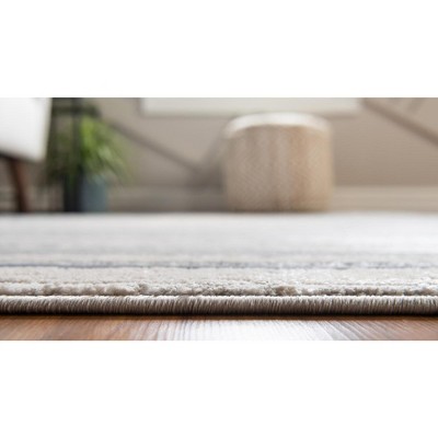 Soothing Gray Abstract Octagon Rug with Easy-Care Synthetic Fibers