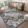 Vintage Area Rugs Washable Floral print Floor Cover, Non-Slip Oriental Accent Carpet, Foldable Low Pile Indoor Mat for Kitchen, Bedroom, Living Room - 3 of 4