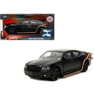 2006 Dodge Charger Matt Black with Outer Cage "Fast & Furious" Series 1/32 Diecast Model Car by Jada - 1 of 4